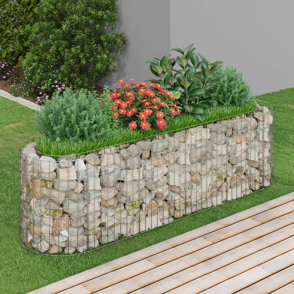 Gabbione Con Letto Rialzato In Acciaio Zincato 190x50x50 cm