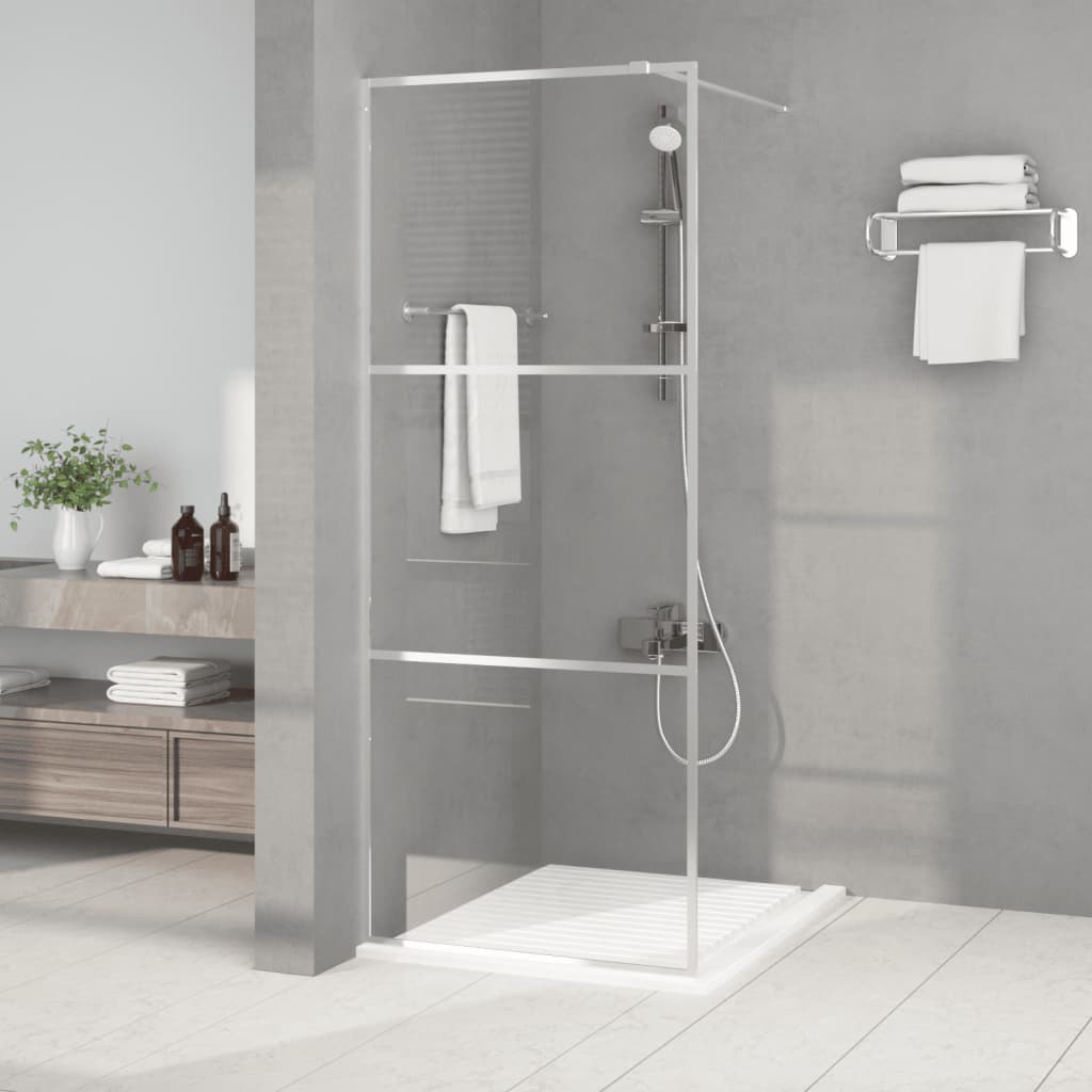 Parete Doccia Walk In Argento 80x195 Cm Vetro Trasparente Esg