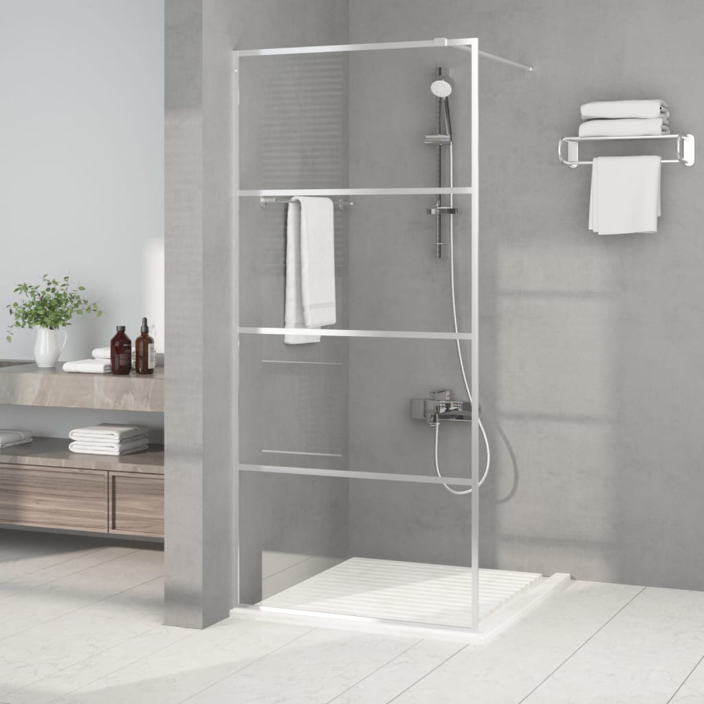 Parete Doccia Walk In Argento 90x195 Cm Vetro Trasparente Esg