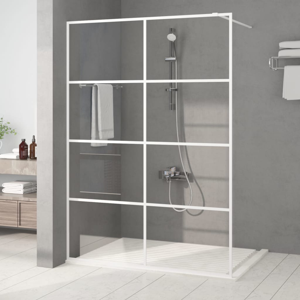 Parete Doccia Walk In Bianca 140x195 Cm Vetro Trasparente Esg