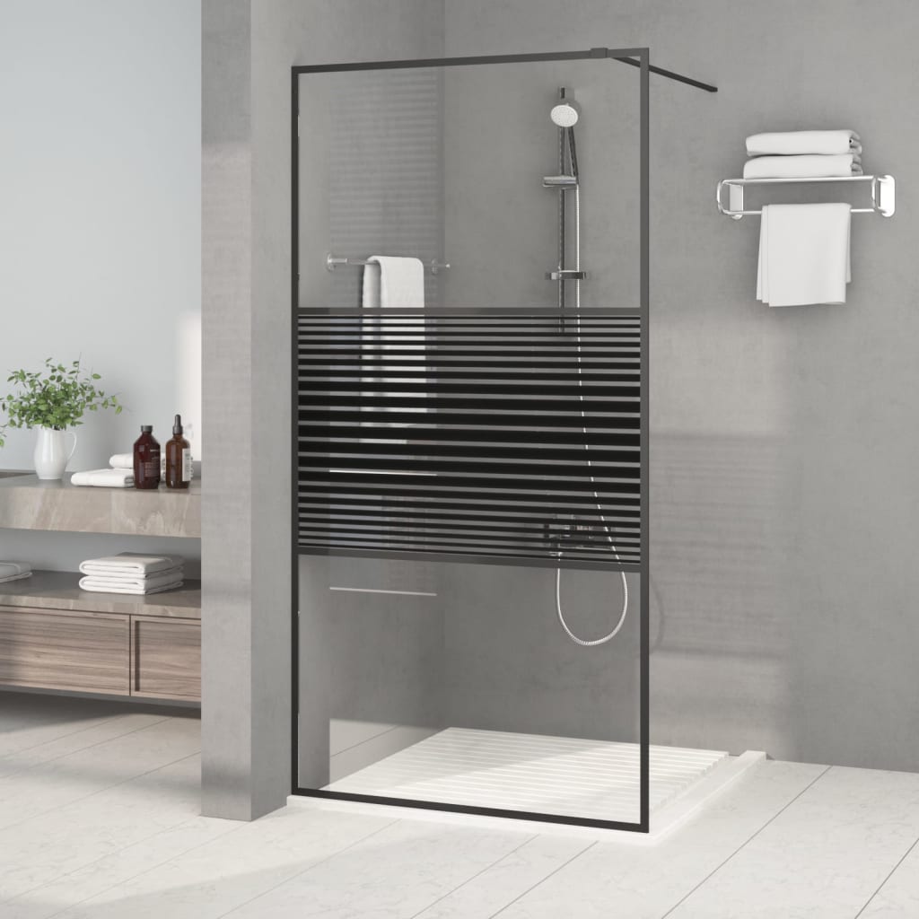 Parete Doccia Walk In Nero 100x195 Cm Vetro Trasparente Esg