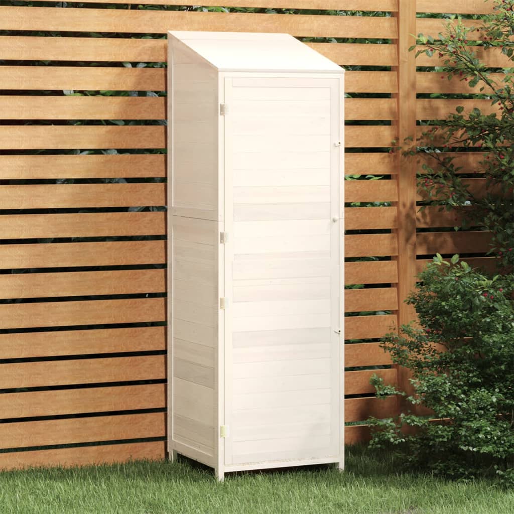 Capanno Da Giardino Bianco 55x52x174,5 Cm Legno Massello Abete