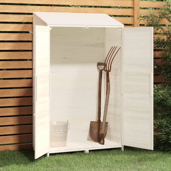 Capanno Da Giardino Bianco 102x52x174,5 Cm Legno Massello Abete - Image 3