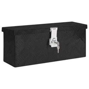 Contenitore Portaoggetti Nero 50x15x20,5 Cm In Alluminio