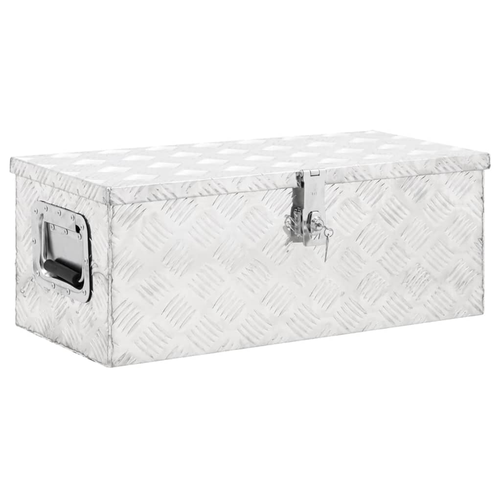 Contenitore Portaoggetti Argento 70x31x27 Cm In Alluminio