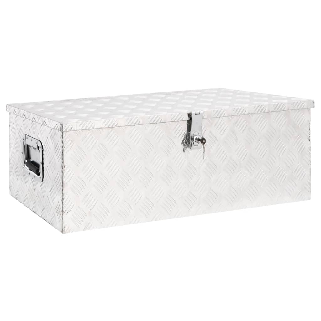 Contenitore Portaoggetti Argento 90x47x33,5 Cm In Alluminio