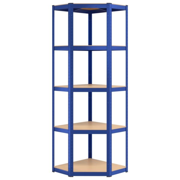 Mensola Angolare 5 Strati Blu In Acciaio E Legno Multistrato - Image 4