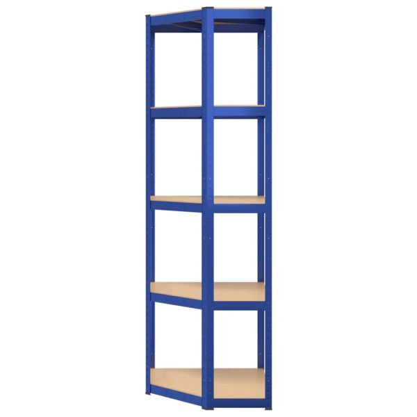 Mensola Angolare 5 Strati Blu In Acciaio E Legno Multistrato - Image 5