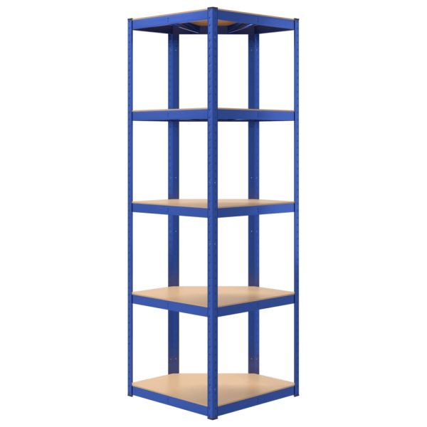 Mensola Angolare 5 Strati Blu In Acciaio E Legno Multistrato - Image 6