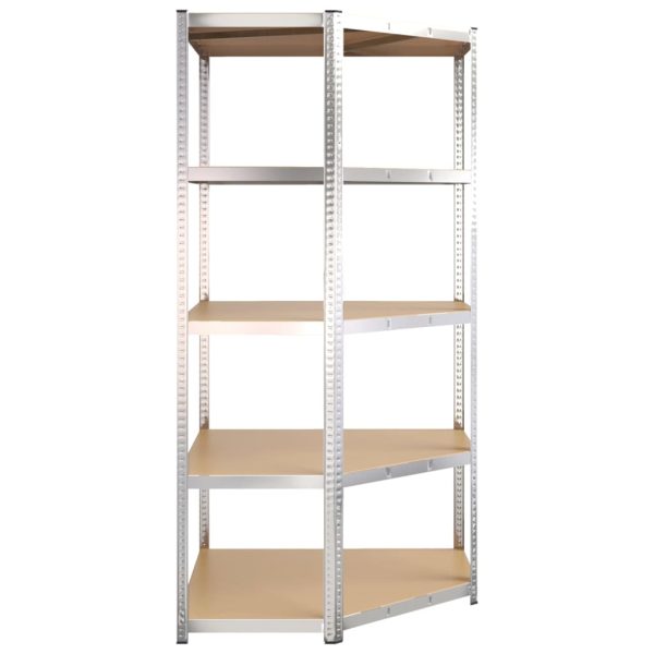 Scaffale Angolare Resistente 5 Strati Argento Acciaio E Legno - Image 5