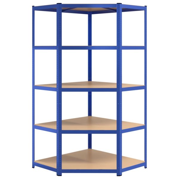 Mensola Angolare 5 Strati Blu In Acciaio E Legno Multistrato - Image 4