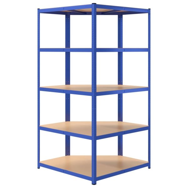 Mensola Angolare 5 Strati Blu In Acciaio E Legno Multistrato - Image 6