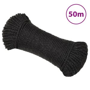 Corda Da Lavoro Nera 8 Mm 50 M In Polipropilene