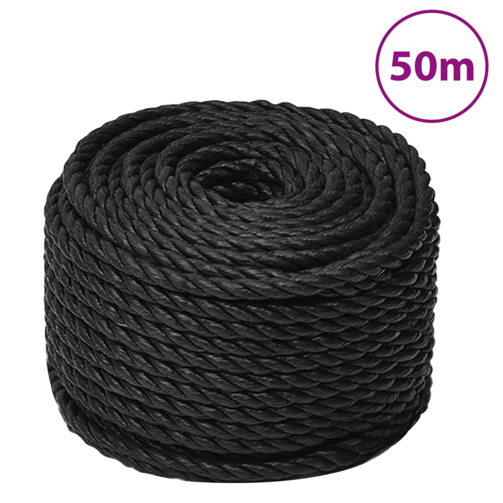 Corda Da Lavoro Nera 12 Mm 50 M In Polipropilene