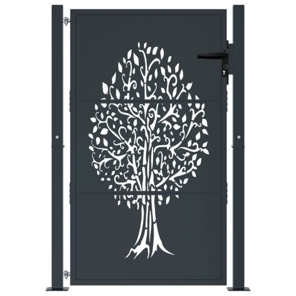 Cancello Giardino Antracite 105x130 Cm In Acciaio Design Albero - Image 3
