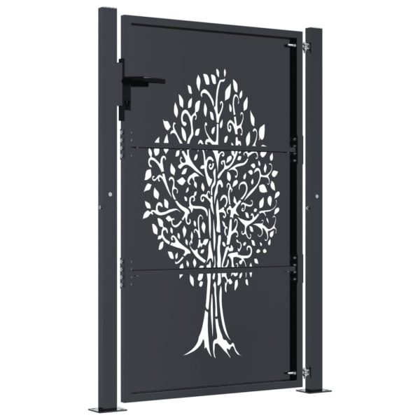Cancello Giardino Antracite 105x130 Cm In Acciaio Design Albero - Image 4