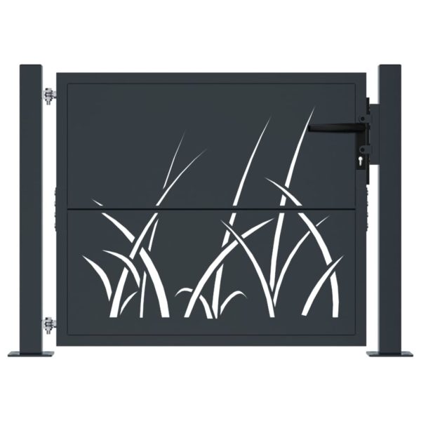 Cancello Giardino Antracite 105x80 Cm In Acciaio Design Erba - Image 3
