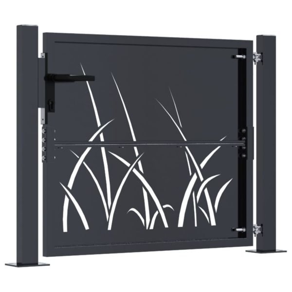 Cancello Giardino Antracite 105x80 Cm In Acciaio Design Erba - Image 4