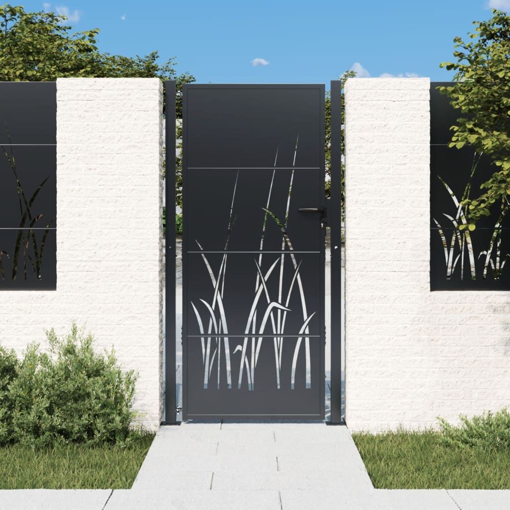 Cancello Giardino Antracite 105x180 Cm In Acciaio Design Erba
