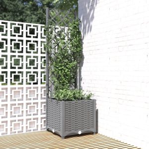 Fioriera Da Giardino Con Graticcio Grigio Chiaro 40x40x136cm pp