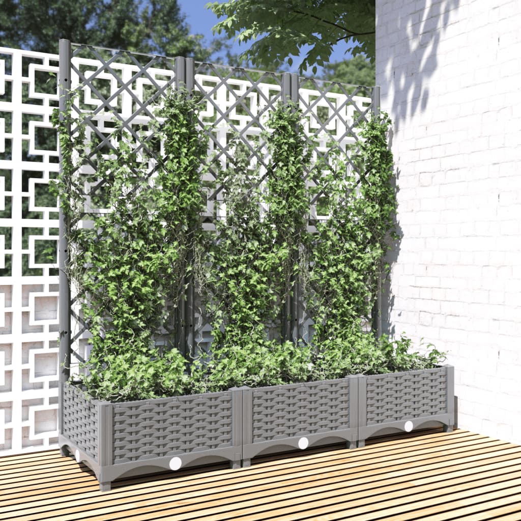 Fioriera Giardino E Graticcio Grigio Chiaro 120x40x121,5cm pp