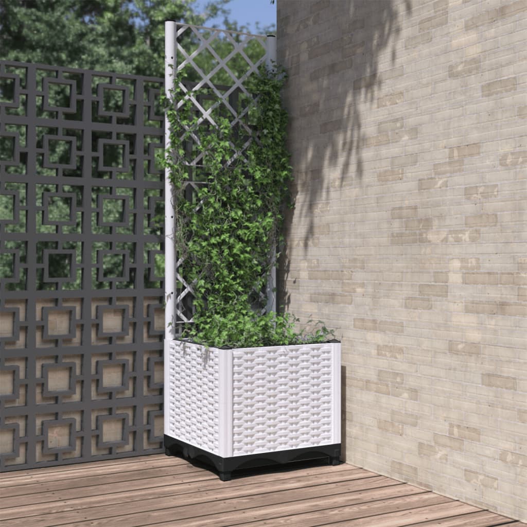 Fioriera Da Giardino Con Graticcio Bianco 40x40x136 Cm pp