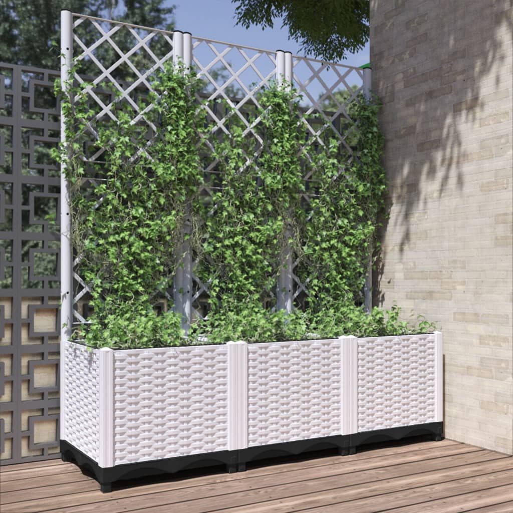 Fioriera Da Giardino Con Graticcio Bianco 120x40x136 Cm pp