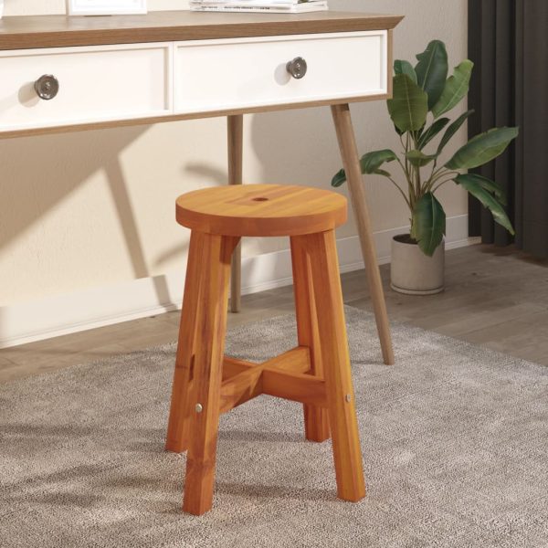 Sgabello Marrone 38x38x45 Cm Rotondo Legno Massello Di Acacia - Image 3