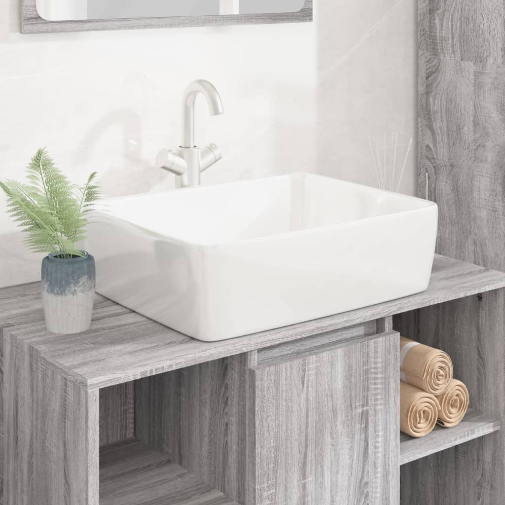 Lavandino Bianco 48x37x13 Cm In Ceramica Rettangolare