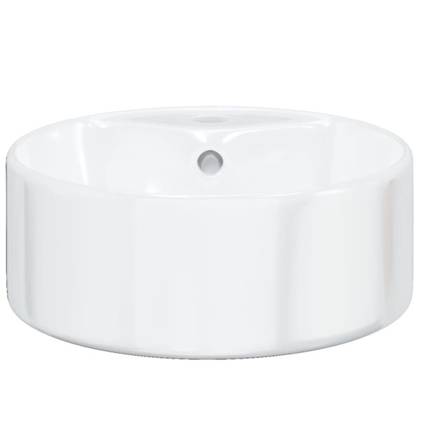 Lavandino Bianco 40x14,5 Cm In Ceramica Rotondo - Image 4