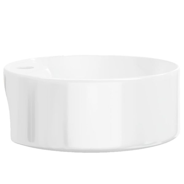 Lavandino Bianco 40x14,5 Cm In Ceramica Rotondo - Image 5