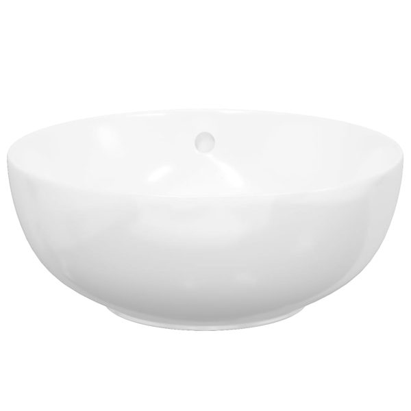 Lavandino Bianco 44x17 Cm In Ceramica Rotondo - Image 4