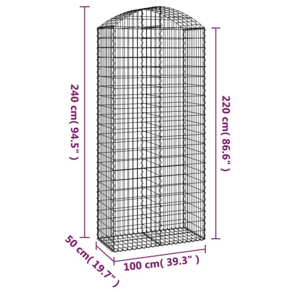 Cesto Gabbione Ad Arco 100x50x220/240 Cm Ferro Zincato - Image 5