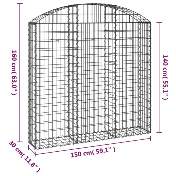 Cesto Gabbione Ad Arco 150x30x140/160 Cm Ferro Zincato - Image 5