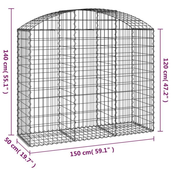 Cesto Gabbione Ad Arco 150x50x120/140 Cm Ferro Zincato - Image 5
