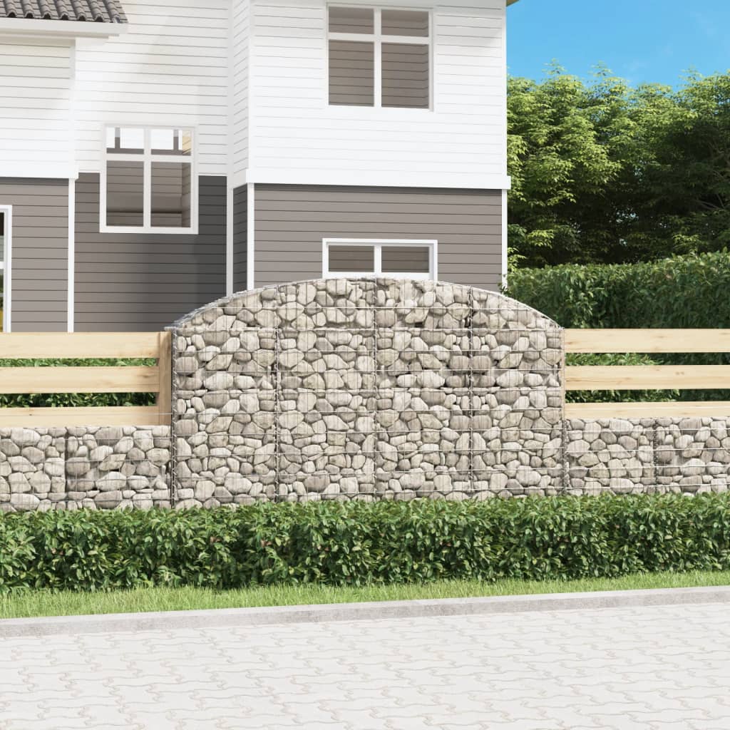 Cesto Gabbione Ad Arco 200x30x120/140 Cm Ferro Zincato