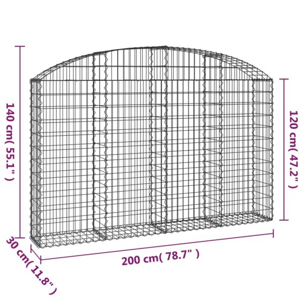 Cesto Gabbione Ad Arco 200x30x120/140 Cm Ferro Zincato - Image 5