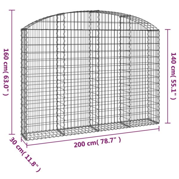 Cesto Gabbione Ad Arco 200x30x140/160 Cm Ferro Zincato - Image 5