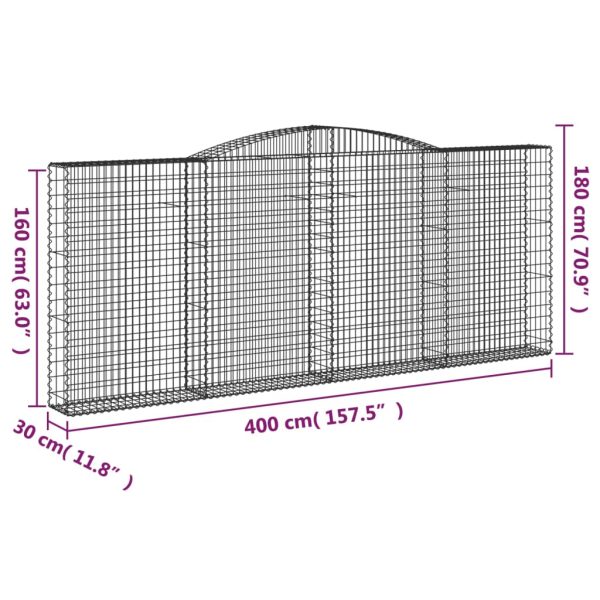 Cesto Gabbione Ad Arco 400x30x160/180 Cm Ferro Zincato - Image 5