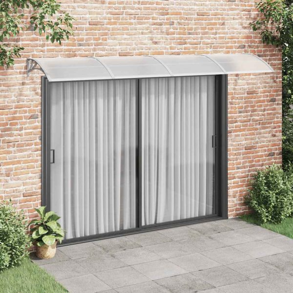 Tettoia Per Porta Grigio E Trasparente 350x75 Cm Policarbonato