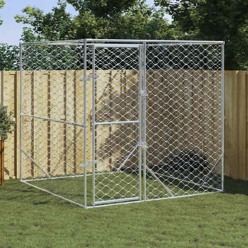 Cuccia Per Cani Da Esterno Argento 2x2x2 M Acciaio Zincato