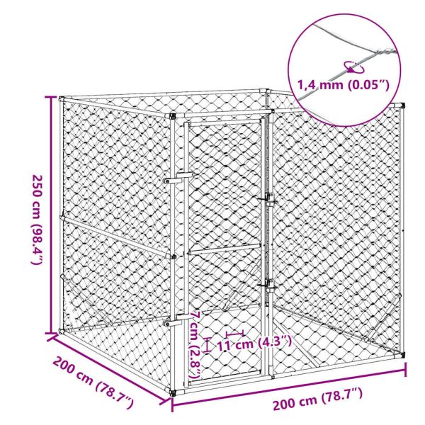 Cuccia Per Cani Da Esterno Argento 2x2x2 M Acciaio Zincato - Image 5