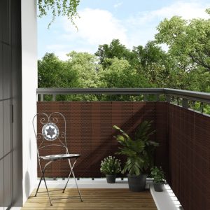 Paravento Da Balcone Marrone E Nero 400x80 Cm In Polyrattan