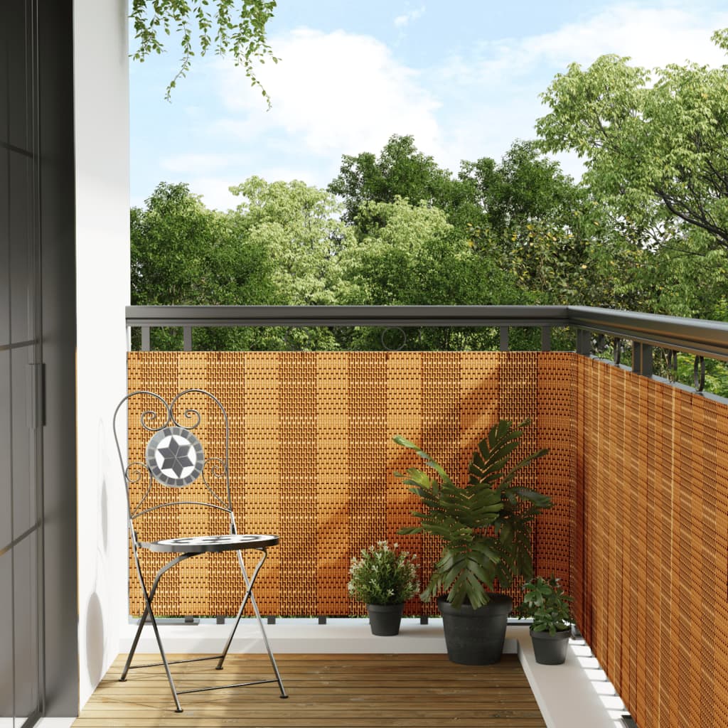 Paravento Da Balcone Marrone Chiaro 1000x80 Cm In Polyrattan