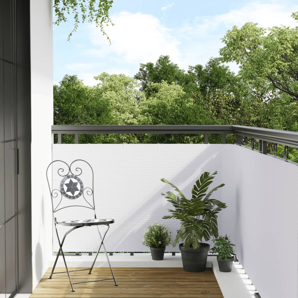 Paravento Da Balcone Bianco 400x80 Cm In Polyrattan