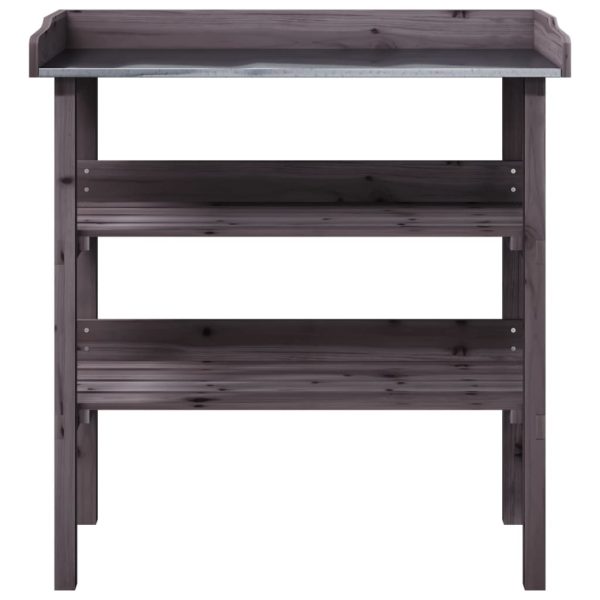 Tavolo Piante Ripiani Grigio 78x38x,82,5cm Legno Massello Abete - Image 4
