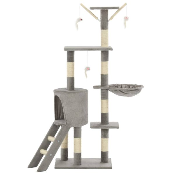 Albero Per Gatti Con Tiragraffi In Sisal 138 Cm Grigio - Image 3