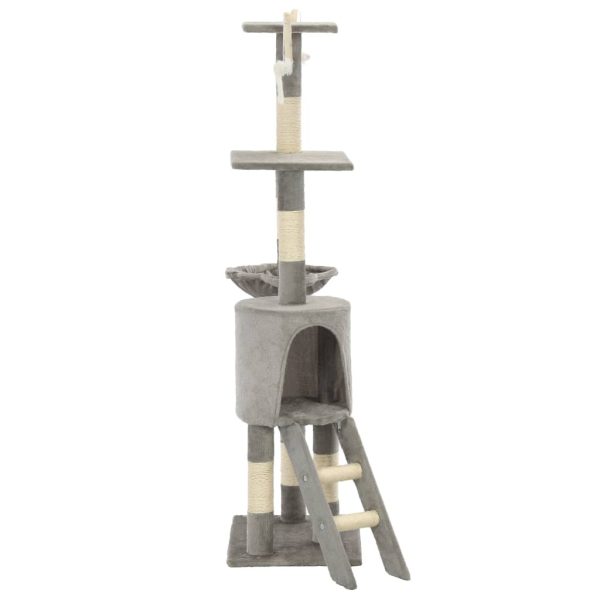 Albero Per Gatti Con Tiragraffi In Sisal 138 Cm Grigio - Image 4