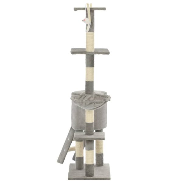 Albero Per Gatti Con Tiragraffi In Sisal 138 Cm Grigio - Image 5