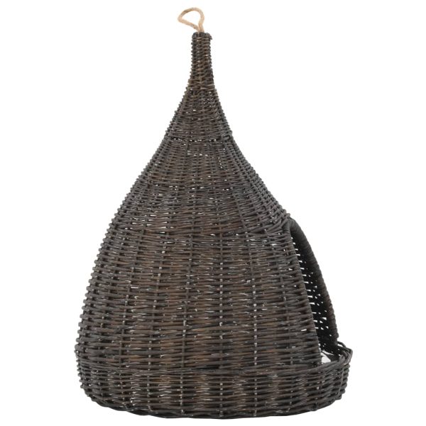 Cesta Per Gatti Cuscino Grigio 40x60cm Teepee Salice Naturale - Image 4